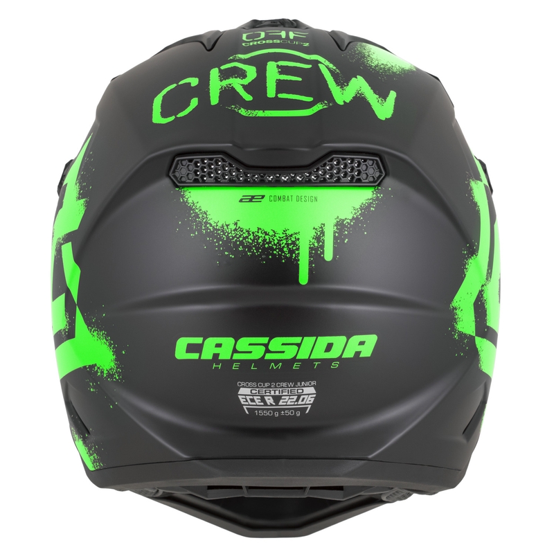 Casque de motocross enfant Cassida Cross Cup 2 Crew Junior noir mat-vert fluo