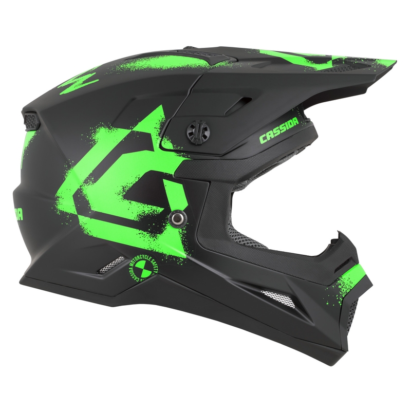 Casque de motocross enfant Cassida Cross Cup 2 Crew Junior noir mat-vert fluo
