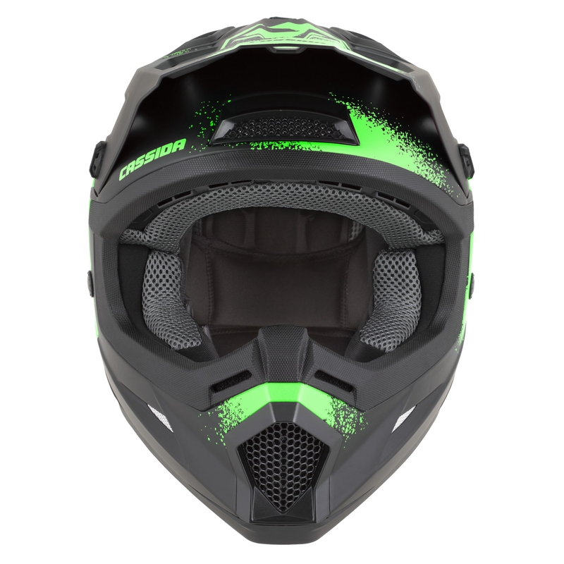 Casque de motocross enfant Cassida Cross Cup 2 Crew Junior noir mat-vert fluo