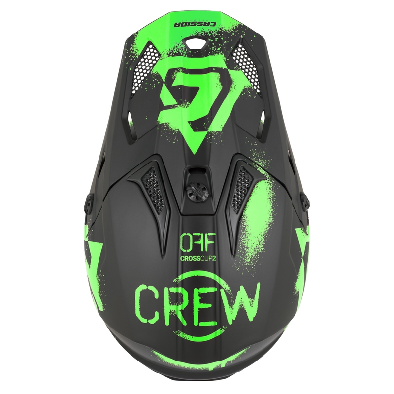 Casque de motocross enfant Cassida Cross Cup 2 Crew Junior noir mat-vert fluo