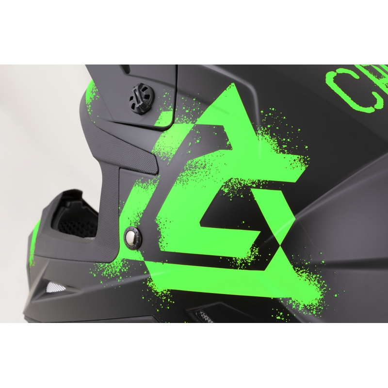 Casque de motocross enfant Cassida Cross Cup 2 Crew Junior noir mat-vert fluo