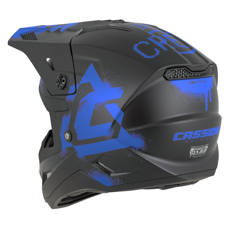 Casque de motocross enfant Cassida Cross Cup 2 Crew Junior noir mat-bleu