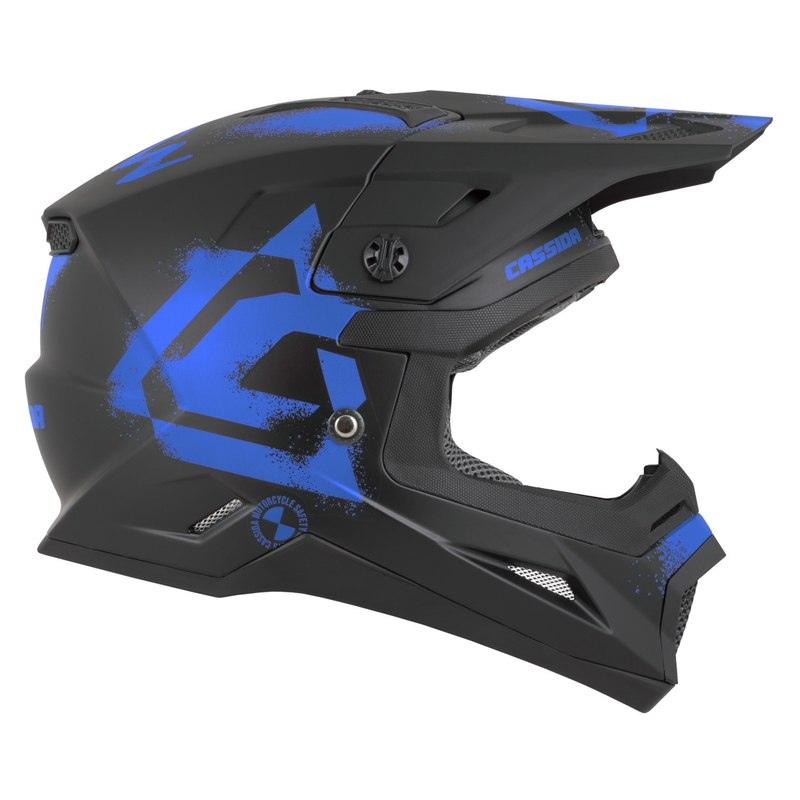 Casque de motocross enfant Cassida Cross Cup 2 Crew Junior noir mat-bleu