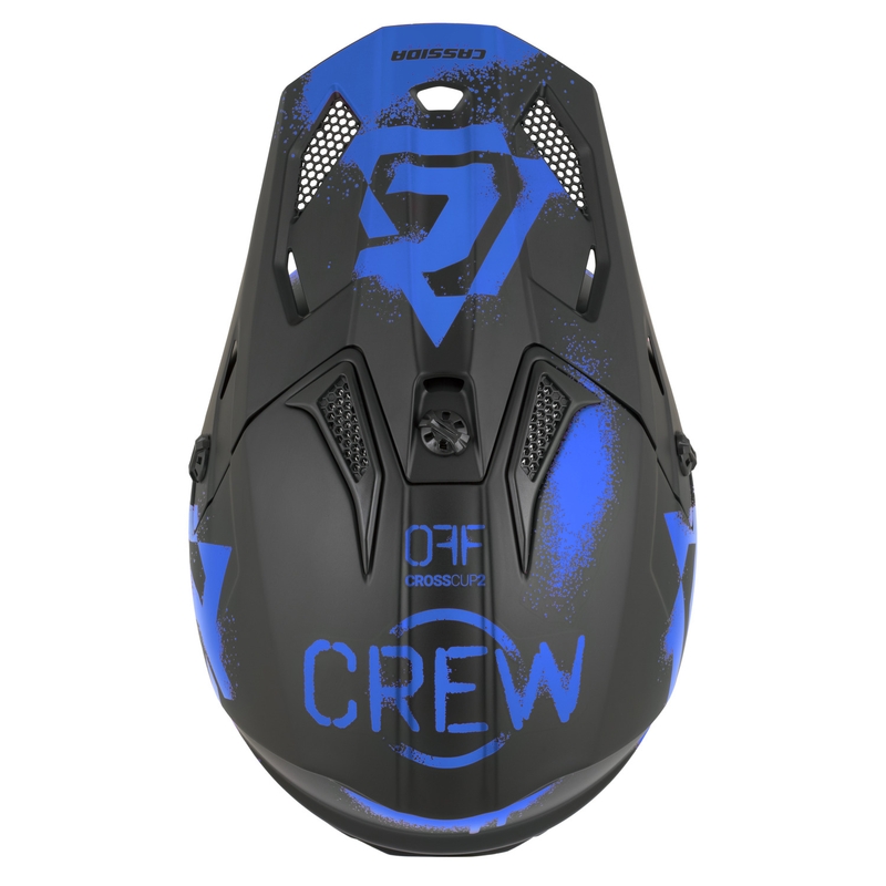 Casque de motocross enfant Cassida Cross Cup 2 Crew Junior noir mat-bleu