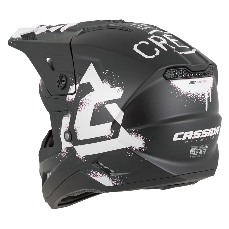 Casque de motocross enfant Cassida Cross Cup 2 Crew Junior noir et blanc mat