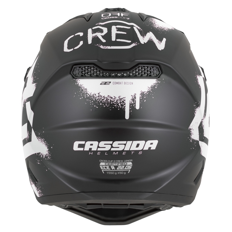 Casque de motocross enfant Cassida Cross Cup 2 Crew Junior noir et blanc mat