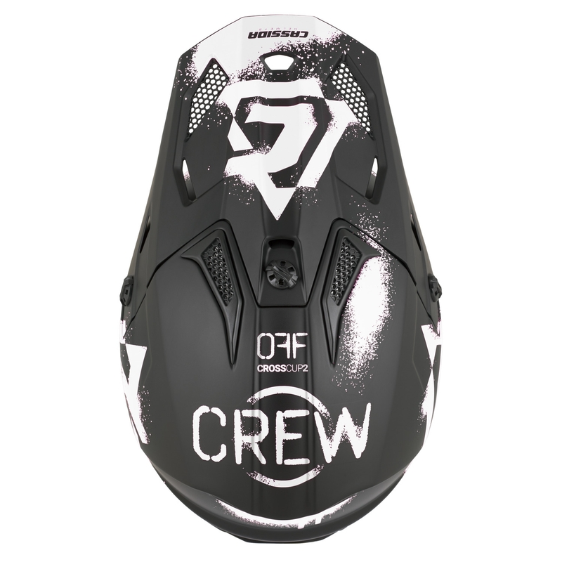 Casque de motocross enfant Cassida Cross Cup 2 Crew Junior noir et blanc mat