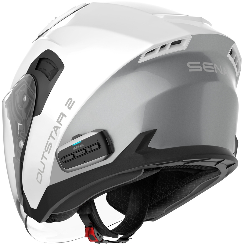 Casque de moto jet SENA Outstar 2 avec oreillette blanche brillante