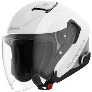 Casque de moto jet SENA Outstar 2 avec oreillette blanche brillante