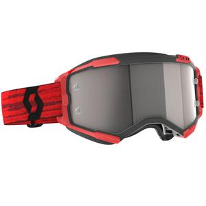Lunettes de motocross SCOTT Fury CH rouge foncé avec verres en plexiglas argenté miroir