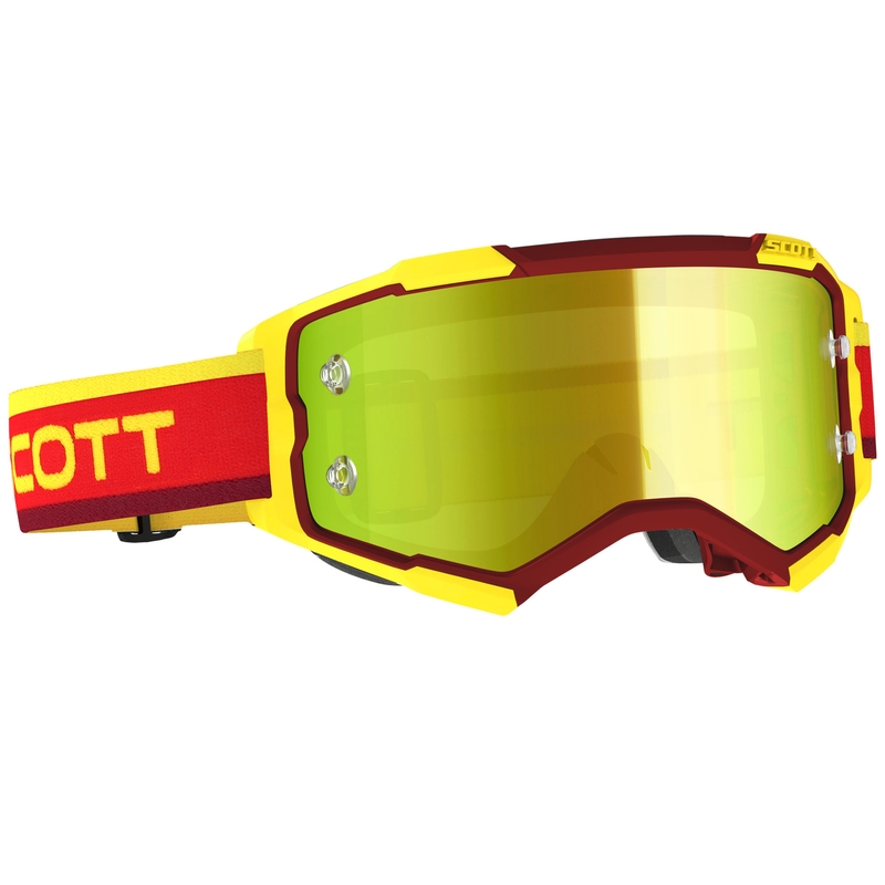 Lunettes de motocross SCOTT Fury CH rouge et jaune avec verres en plexiglas jaune miroir
