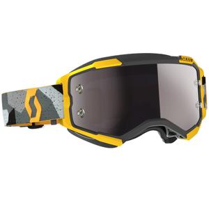 Lunettes de motocross SCOTT Fury CH camouflage gris-jaune avec verres en plexiglas argenté miroir