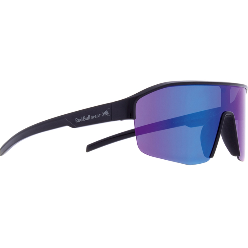 Lunettes de soleil Red Bull Spect Dundee noires avec verres bleu-violet.