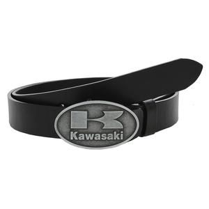 Ceinture moto en cuir avec boucle Kawasaki