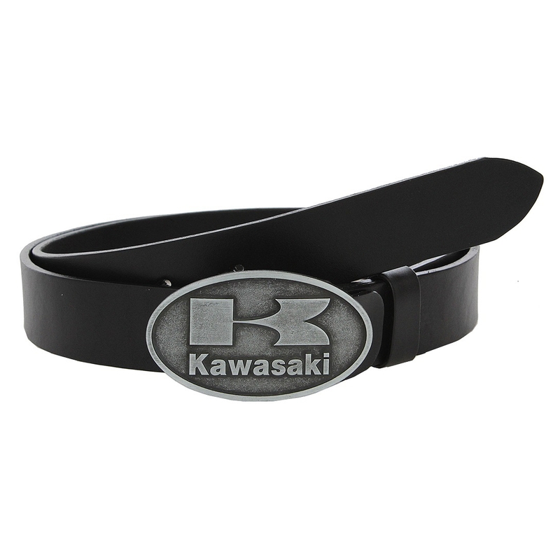 Ceinture moto en cuir avec boucle Kawasaki