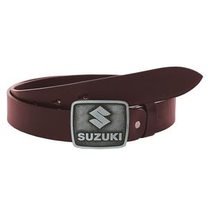 Ceinture moto en cuir marron Suzuki avec boucle