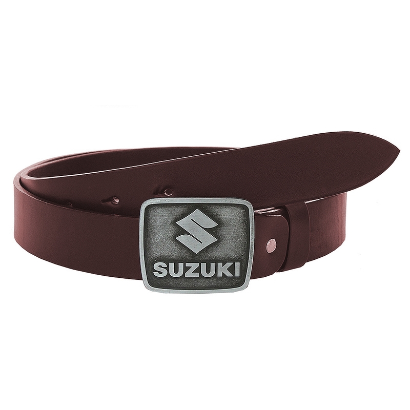 Ceinture moto en cuir marron Suzuki avec boucle