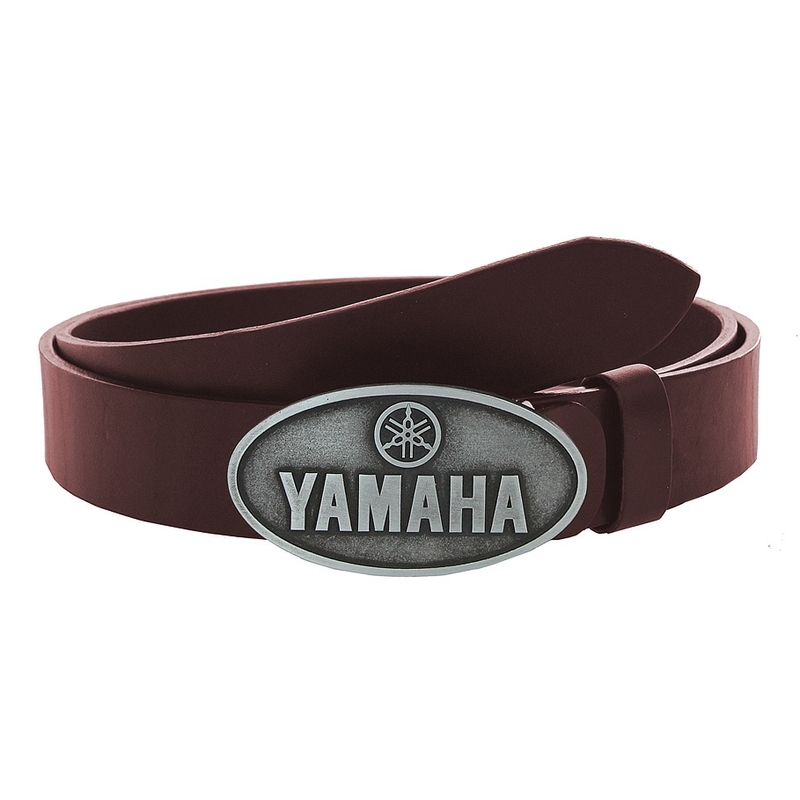 Ceinture moto en cuir avec boucle Yamaha marron