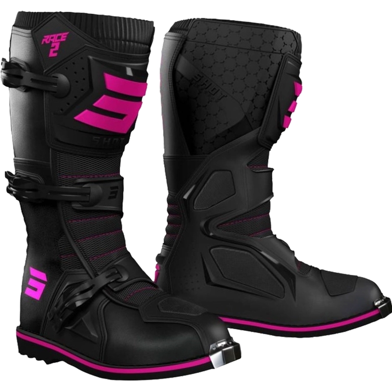 Bottes de motocross pour enfants Shot Race 2, noir et rose