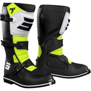 Bottes de moto pour enfants Shot Race 2 noir-blanc-jaune fluo