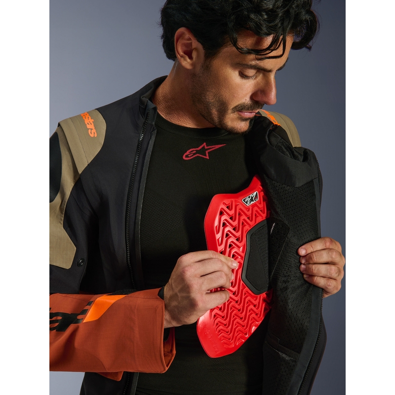 Blouson de moto Alpinestars Halo PRO Drystar XF marron clair-orange foncé-noir