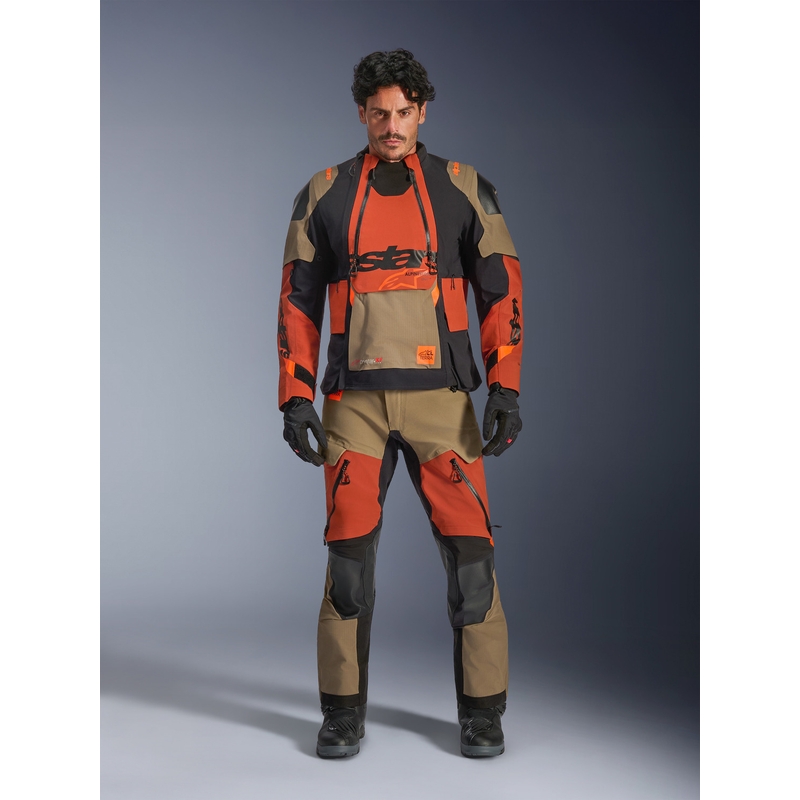 Blouson de moto Alpinestars Halo PRO Drystar XF marron clair-orange foncé-noir
