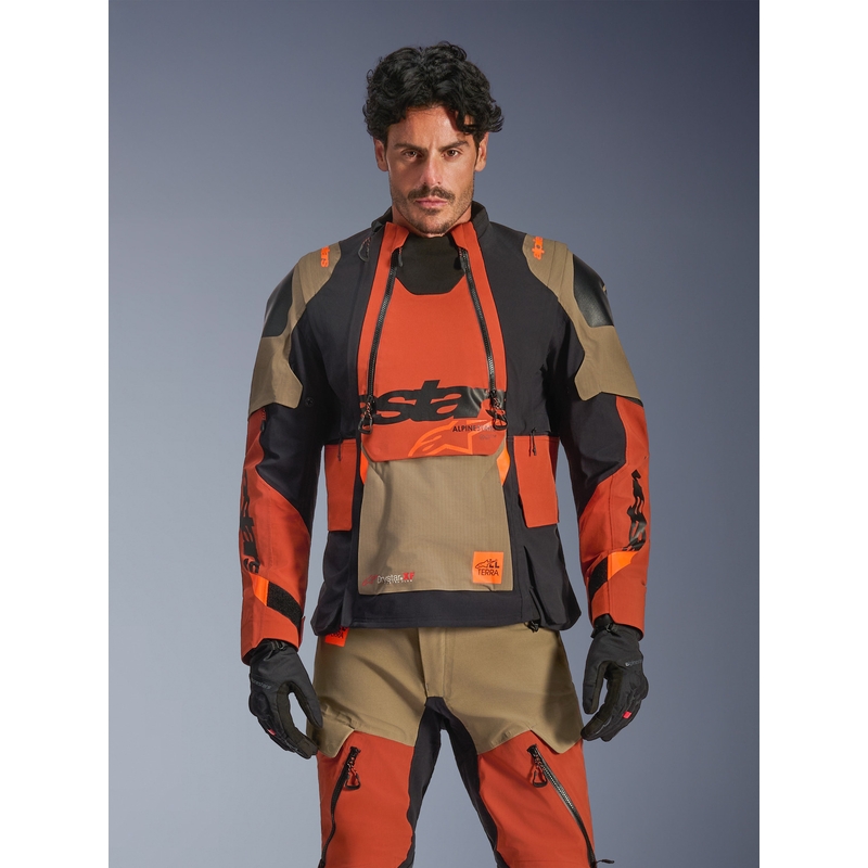 Blouson de moto Alpinestars Halo PRO Drystar XF marron clair-orange foncé-noir