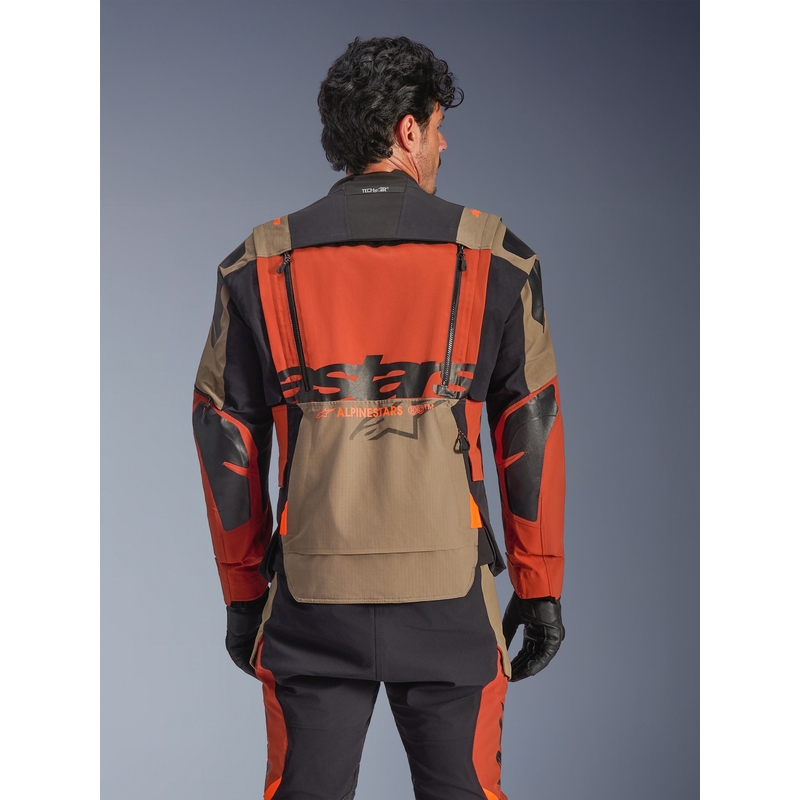 Blouson de moto Alpinestars Halo PRO Drystar XF marron clair-orange foncé-noir