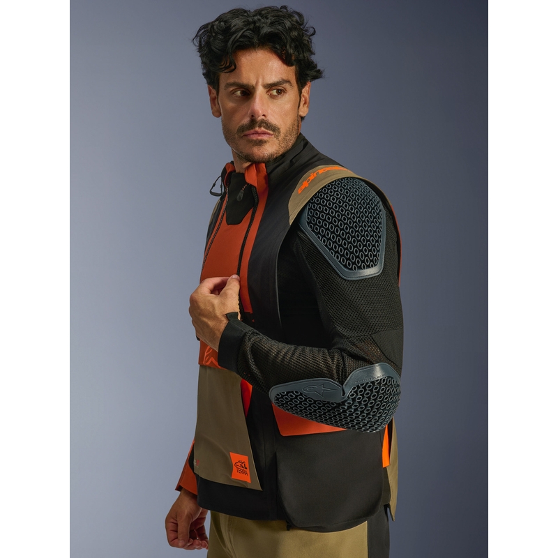 Blouson de moto Alpinestars Halo PRO Drystar XF marron clair-orange foncé-noir