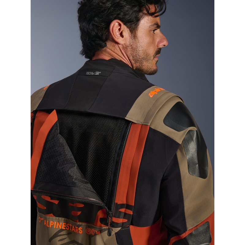 Blouson de moto Alpinestars Halo PRO Drystar XF marron clair-orange foncé-noir