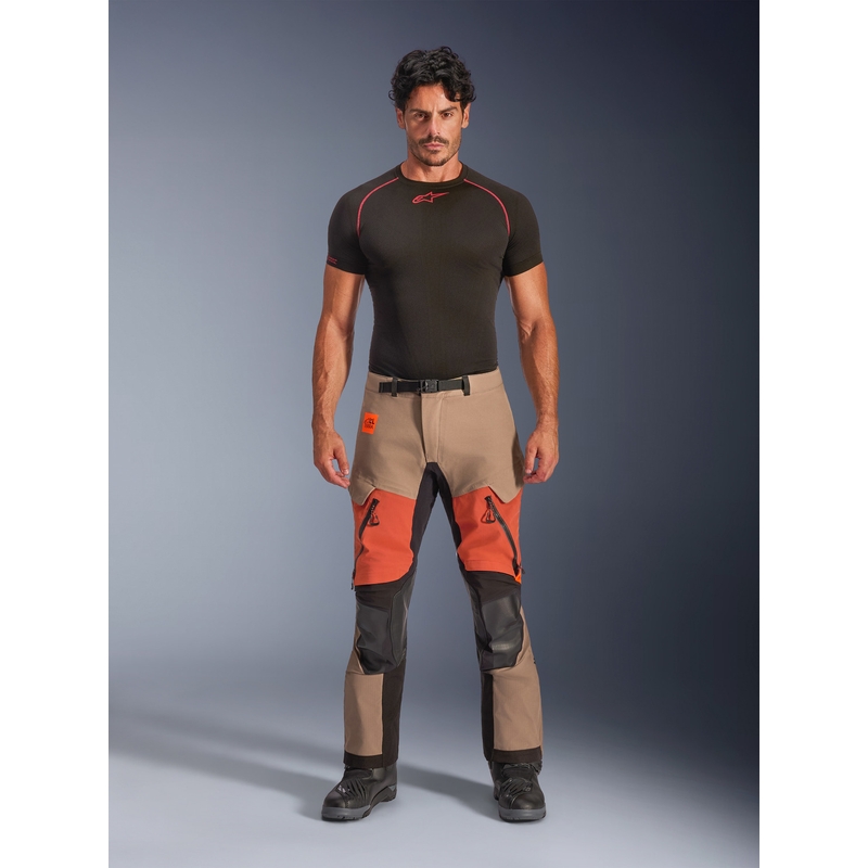 Pantalon de moto Alpinestars Halo PRO Drystar XF marron clair-orange foncé-noir