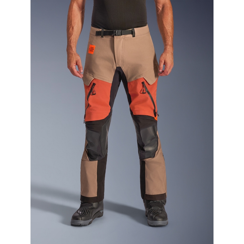 Pantalon de moto Alpinestars Halo PRO Drystar XF marron clair-orange foncé-noir