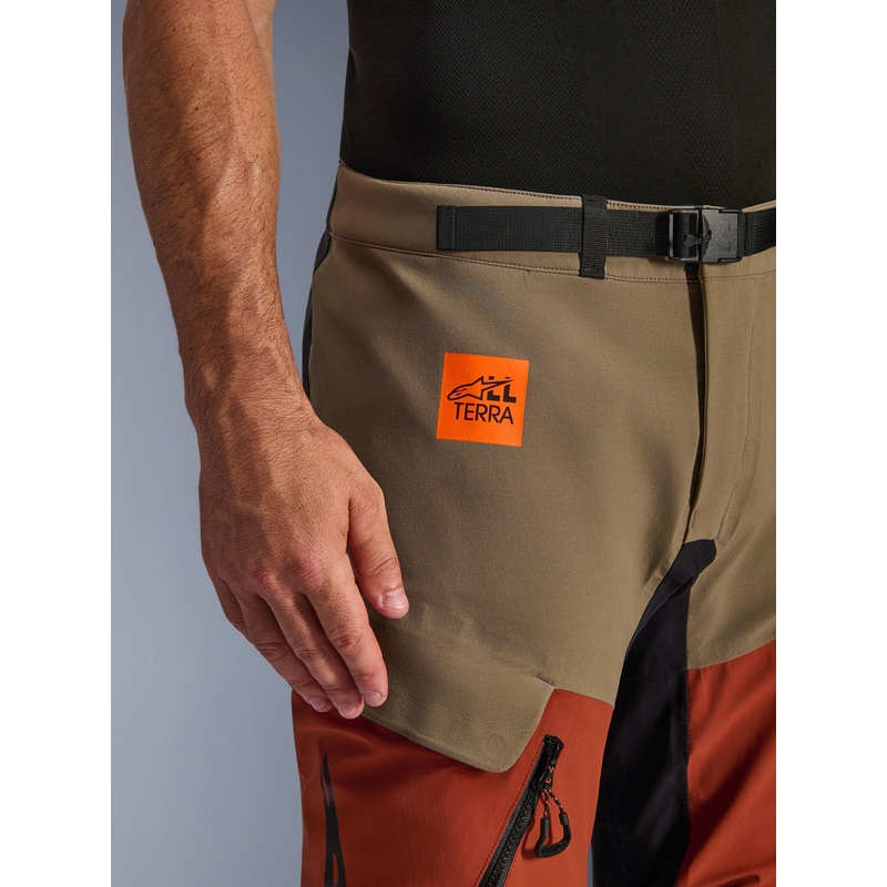 Pantalon de moto Alpinestars Halo PRO Drystar XF marron clair-orange foncé-noir