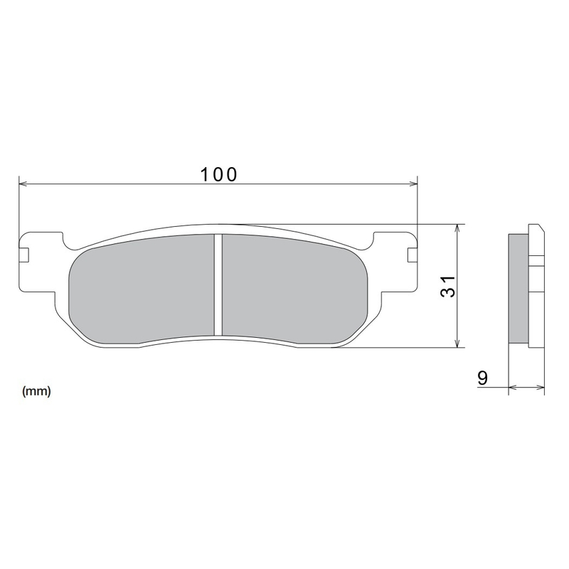 Plaquettes de frein NISSIN semi-métalliques 100 x 31 x 9 mm (2 unités)