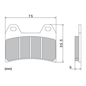 Plaquettes de frein NISSIN semi-métalliques 76 x 55,5 x 9 mm (2 pièces)