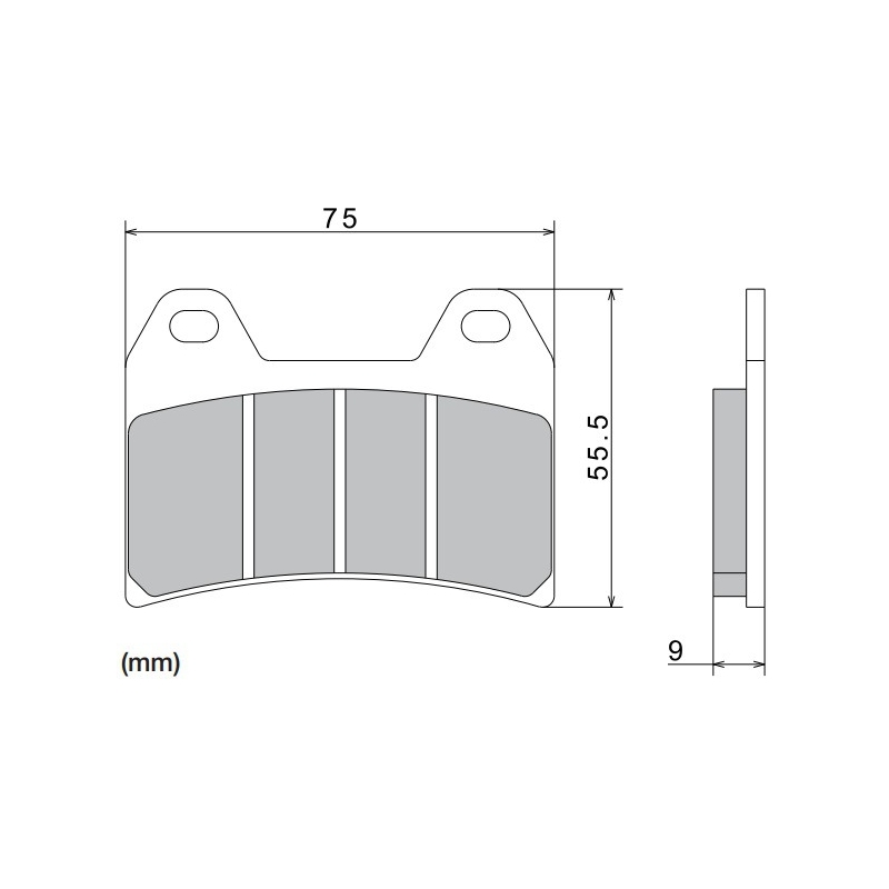Plaquettes de frein NISSIN semi-métalliques 76 x 55,5 x 9 mm (2 pièces)
