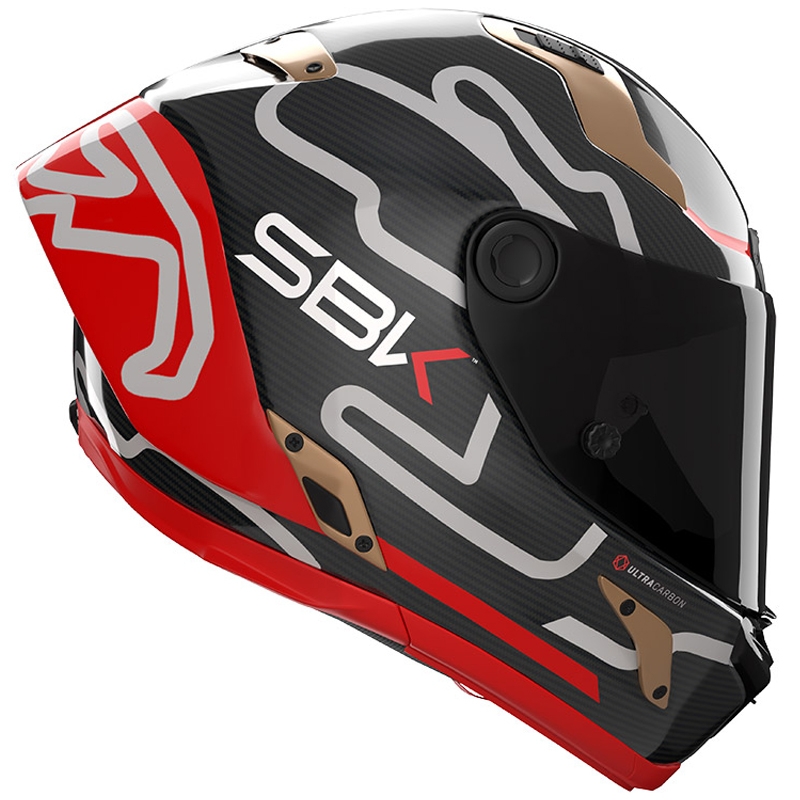 Casque intégral moto Nolan X-804 RS Ultra Carbon SBK Noir brillant-Rouge-Or