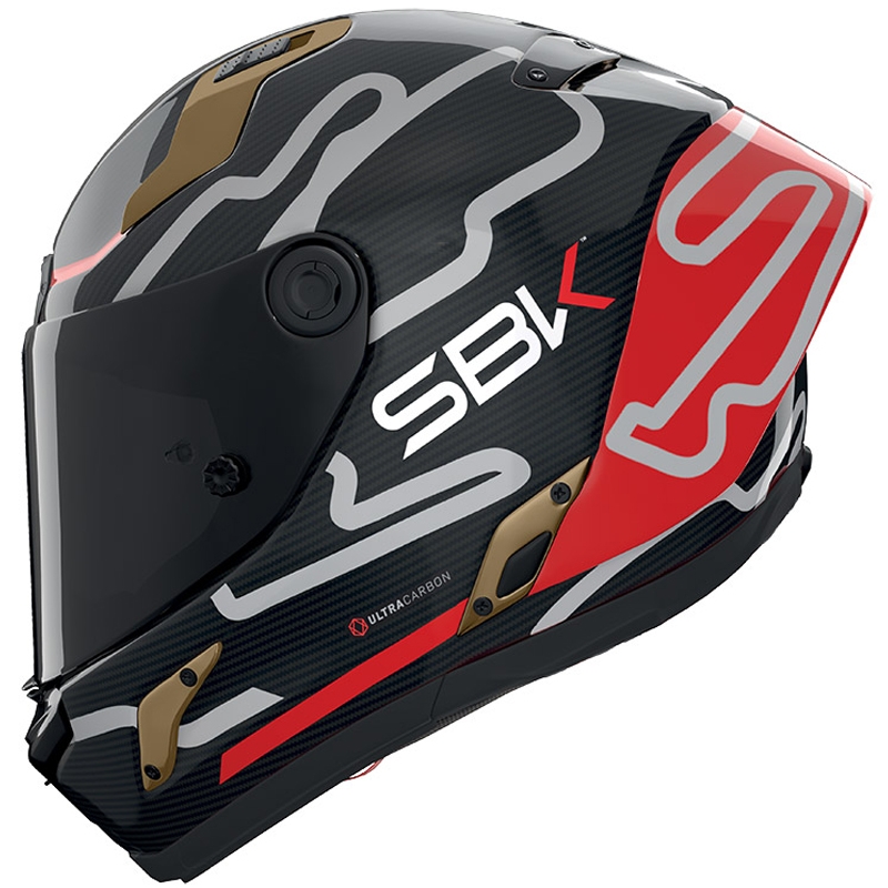 Casque intégral moto Nolan X-804 RS Ultra Carbon SBK Noir brillant-Rouge-Or