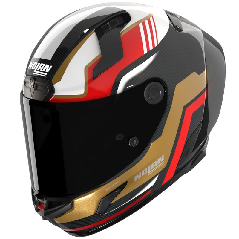 Casque intégral de moto Nolan X-804 RS Ultra Carbon Piega noir brillant-or-rouge-vert