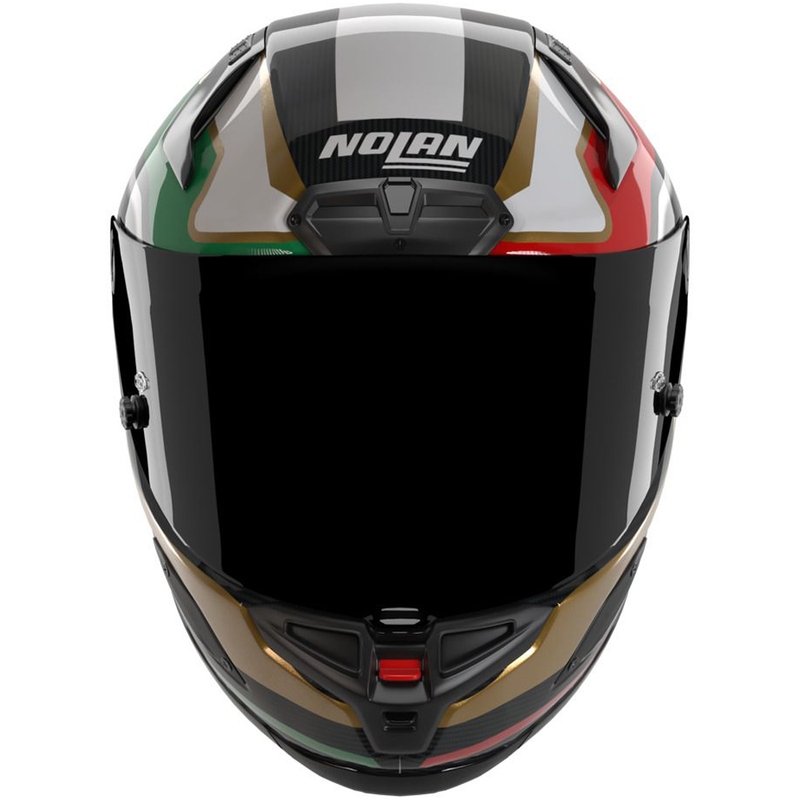 Casque intégral de moto Nolan X-804 RS Ultra Carbon Piega noir brillant-or-rouge-vert