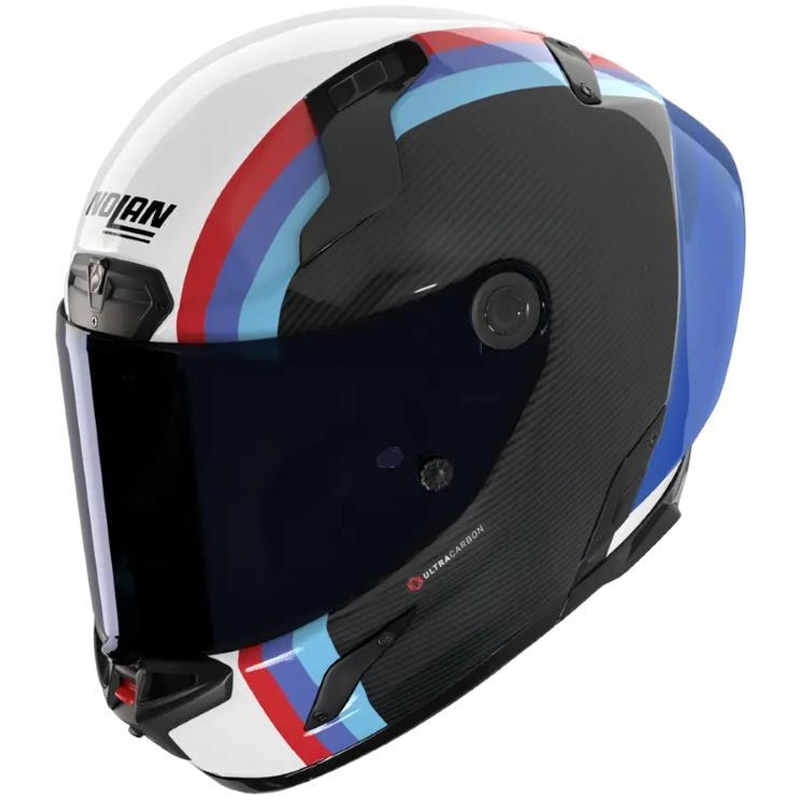 Casque intégral de moto Nolan X-804 RS Ultra Carbon Gemini 365 gris-blanc-bleu-rouge brillant