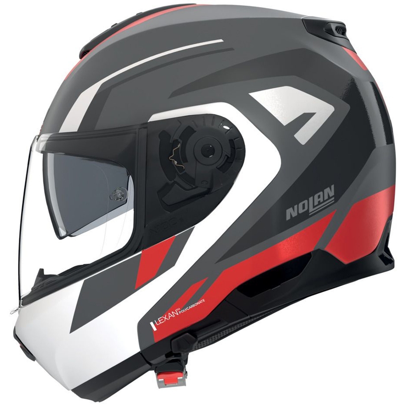 Casque de moto modulable Nolan N100-6 Cinetico N-COM 361 gris mat-blanc-rouge