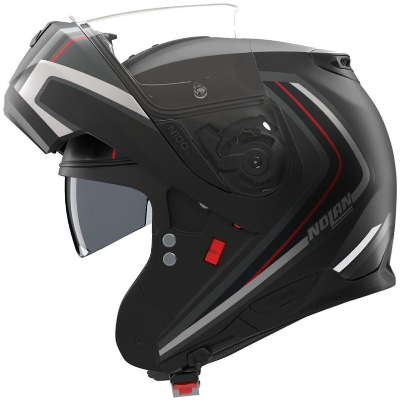 Casque de moto modulable Nolan N100-6 Radiante N-com 357 noir-argent-rouge