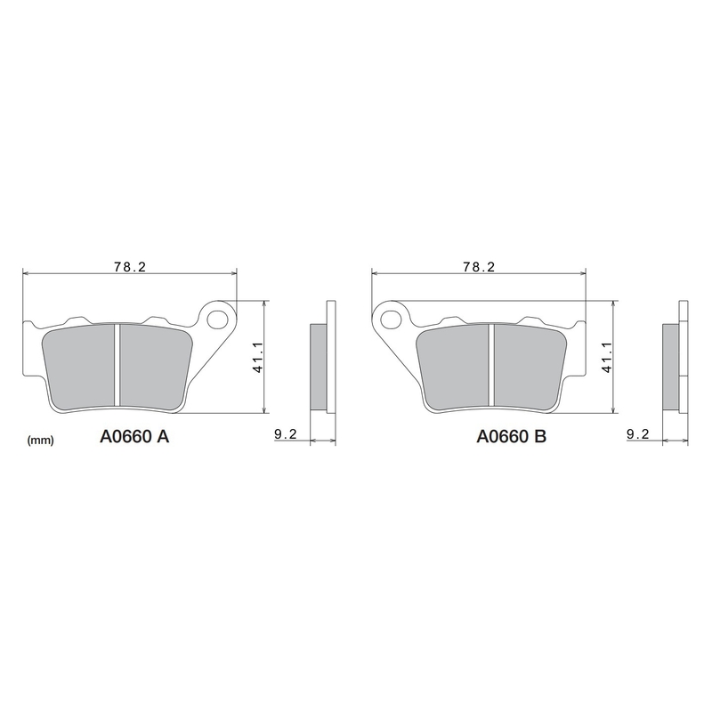 Plaquettes de frein NISSIN semi-métalliques 78,2 x 41,1 x 9,2 mm (2 pièces)