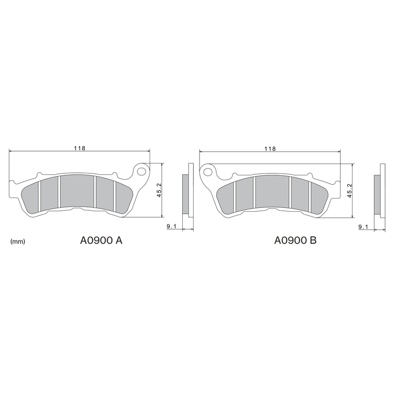 Plaquettes de frein NISSIN semi-métalliques 118 x 45,2 x 9,1 mm (2 unités)
