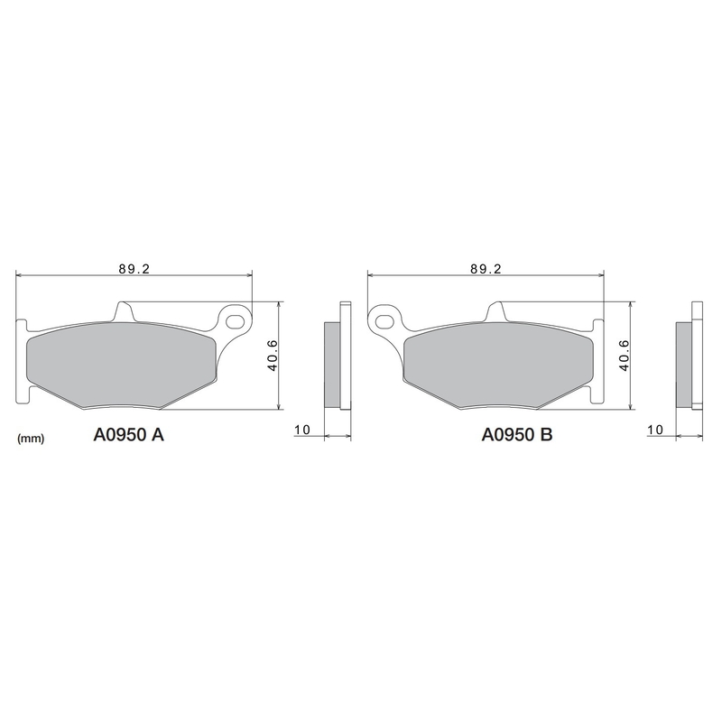 Plaquettes de frein NISSIN semi-métalliques 89,2 x 40,6 x 10 mm (2 unités)