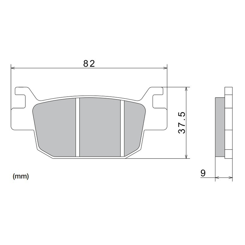 Plaquettes de frein NISSIN semi-métalliques 82 x 37,5 x 9 mm (2 pièces)