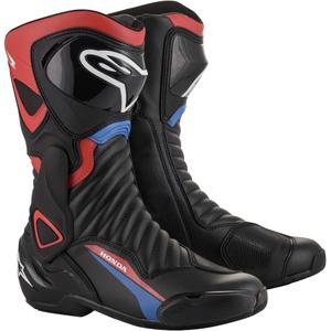 Bottes de moto Alpinestars S-MX 6 Honda Collection Noir-Rouge-Bleu-Blanc