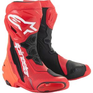 Bottes moto Alpinestars Supertech R Vented rouge fluo-rouge