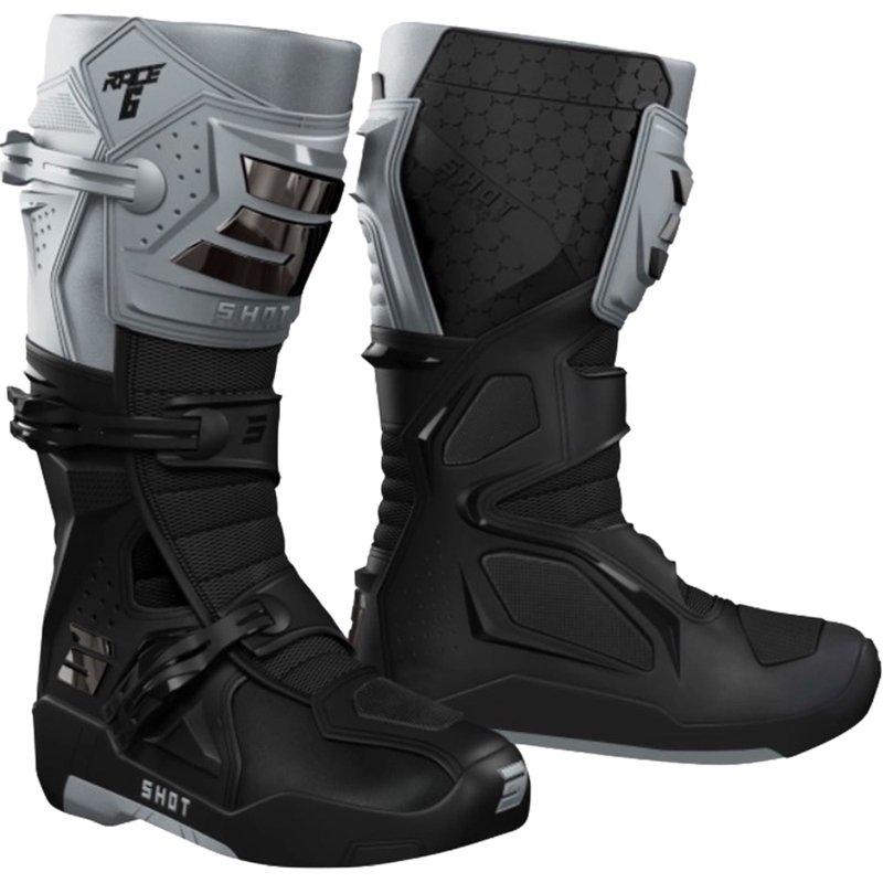 Bottes de motocross Shot Race 6 noir-gris-chrome